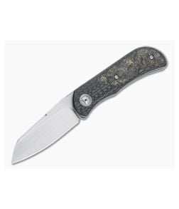 Burger Custom EXK Plus SF Satin M390 Dark Matter Gold Fatcarbon Inlaid Carbon Fiber Front Flipper 4667 - CU-4667 1