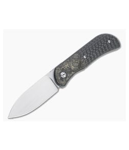 Burger Custom EXK Plus Satin M390 Dark Matter Gold Fatcarbon Bolster Carbon Fiber Front Flipper 4668 - CU-4668 1