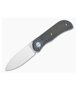 Burger Custom EXK Plus Satin M390 Green Micarta Inlaid Carbon Fiber Front Flipper 4670 - CU-4670 1