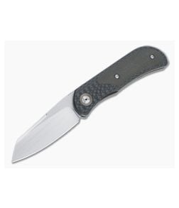 Burger Custom EXK Plus SF Satin M390 Green Micarta Inlaid Carbon Fiber Front Flipper 4673 - CU-4673 1