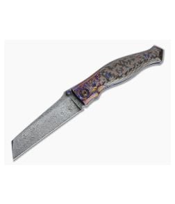 Alan Folts Linear Prototype Tier 4 Damasteel Timascus Bolstered Snakeskin Fat Carbon Liner Lock Folder 4682 - CU-4682 1