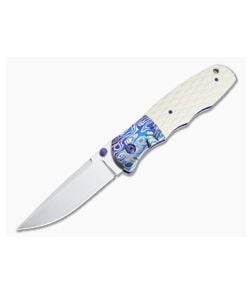 John W. Smith Custom Nexus Satin S45VN Mokuti Bolstered Ivory Paper Micarta Folder 4693 - CU-4693 1