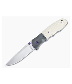 John W. Smith Custom Nexus Satin S45VN Zirconium Bolstered Ivory Paper Micarta Folder 4694 - CU-4694 1