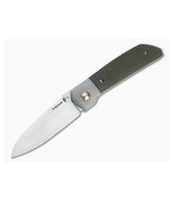 Enrique Pena Custom Mula Front Flipper Sheepsfoot Green Canvas Micarta Folder 4707 - CU-4707 1