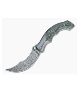 Alan Folts Rite #5 Damasteel Zirconium Bolstered Green Carbon Flake Persian Folder 4751 - CU-4751 1