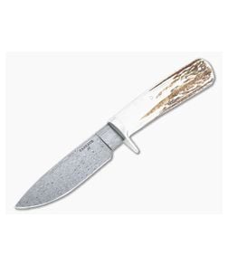 Camerer Knives Drop Point Hunter Damascus Stag Custom Fixed Blade 4761 - CU-4761 1
