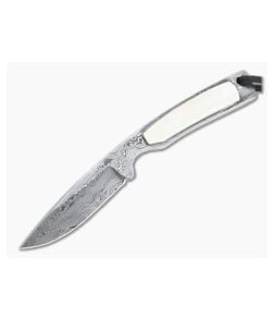Bill Miller Custom Drop Point Bird and Trout Carbon Damascus Walrus Ivory Fixed Blade 4770 - CU-4770 1