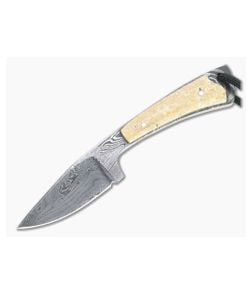 Bill Miller Custom Clip Point Caper Carbon Damascus Walrus Ivory Fixed Blade 4772 - CU-4772 1
