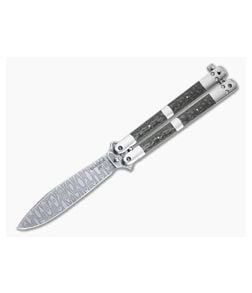 Craig Camerer Custom Balisong Drip Damascus Shatter Weave Carbon Fiber Butterfly Knife 4783 - CU-4783 1
