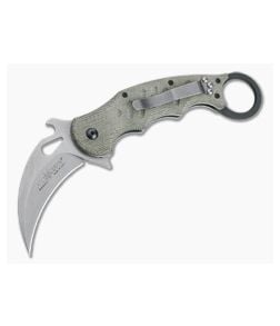 Fox Knives 479 Karambit Green Canvas Micarta Stonewashed N690Co Folder 479-MI-SW - FK-479-MI-SW 1