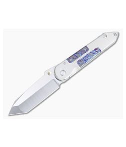 Sergey Rogovets Tanto #2 Front Flipper Satin Magnacut Black Timascus Inlaid Titanium Folder 4799 - CU-4799 1