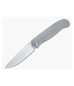 Burger Custom Atlas CFL M390 Drop Point Full Titanium Blue Accents Front Flipper 4827 - CU-4827 1