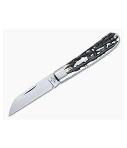 T.A. Davison Custom Stag Swayback Wharncliffe CPM-154 Slip Joint 4854 - CU-4854 1