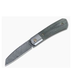 Enrique Pena Custom Apache Front Flipper Zirconium Bolsters Black Micarta Damascus Reverse Tanto 4869 - CU-4869 1