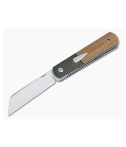 Enrique Pena Custom Barlow Front Flipper Bolstered Natural Micarta Satin 154CM Sheepsfoot 4872 - CU-4872 1