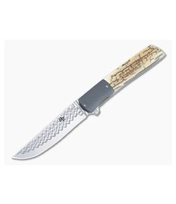 Brad Zinker Urban Trapper 3.5 Liner Lock Flipper Zirconium Bolstered Mammoth Ivory Hugin Damacore Drop Point 4893 - CU-4893 1