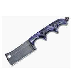 Alan Folts Custom Minimalist Neck Knife Purple Kirinite Handles Blackwash CPM-154 Cleaver Blade 4912 - CU-4912 1