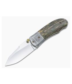 Chuck Gedraitis Pointman Folder Mammoth Ivory Mosaic Damascus Bolster Satin CPM-154 Blade 4932 - CU-4932 1