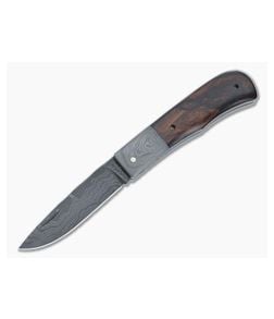 Chuck Hawes Custom Remington Folder Desert Ironwood Damascus Bolster Damascus Drop Point Blade 4935 - CU-4935 1