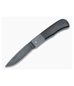 Chuck Hawes Custom Remington Folder Black Micarta Damascus Bolster Damascus Drop Point Blade 4936 - CU-4936 1