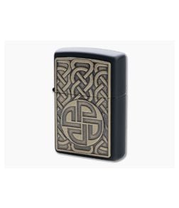 Zippo Windproof Lighter Antique Brass Norse Emblem Matte Black 49538 - ZI-49538 1
