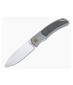 Burger Custom Urban XL Front Flipper Titanium Twill Carbon Fiber Inlay Bronze Hardware Satin M390 Spear Point 4954 - CU-4954 1