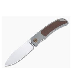 Burger Custom Urban XL Front Flipper Titanium Brown Micarta Inlay Bronze Hardware Satin M390 Spear Point 4956 - CU-4956 1