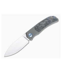 Burger Custom Urban Front Flipper Darkened Titanium Blue Fat Carbon Inlay Satin M390 Spear Point 4968 - CU-4968 1