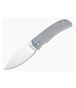 Burger Custom Urban Front Flipper Blasted Titanium Blue Hardware Satin M390 Spear Point 4972 - CU-4972 1