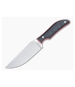 Lhotak Designs Fixed Blade Textured Black Micarta Red Liner ATI 425 Drop Point Blade 4978 - CU-4978 1