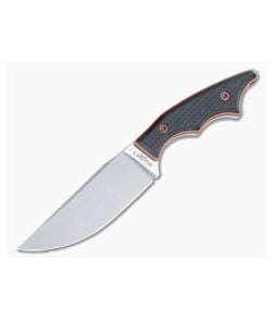 Lhotak Designs Fixed Blade Textured Black Micarta Orange G10 Liner ATI 425 Drop Point Blade 4983 - CU-4983 1