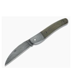 Chuck Hawes Custom Damascus Serpentine Green Micarta Slip Joint 4999 - CU-4999 1