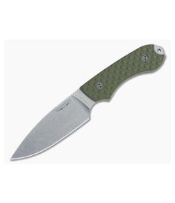 Bradford Knives Guardian4 PHT Flat Grind Green G10 Stonewash 3V - BK-4FH-002-3V 1