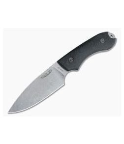 Bradford Knives Guardian4 Full Flat Grind 3D Black Micarta Stonewashed 3V Fixed Blade Knife - BK-4FH-101-3V 1