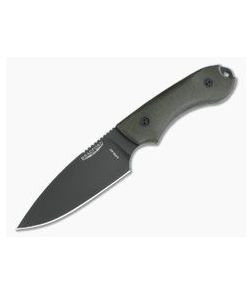 Bradford Knives Guardian4 Full Flat Grind 3D OD Green Micarta DLC 3V Fixed Blade Knife - BK-4FH-102B-3V 1