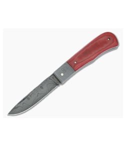 Chuck Hawes Custom Damascus Remington Red Micarta Slip Joint 5001 - CU-5001 1