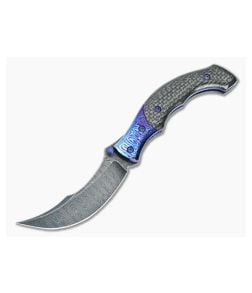 Alan Folts Custom Rite #6 Damascus and Lightning Strike Carbon Fiber - CU-5047 1