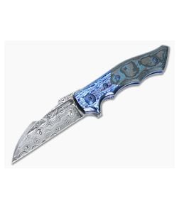Alan Folts Custom Onset B #5 Damasteel and Blue Fatcarbon - CU-5052 1