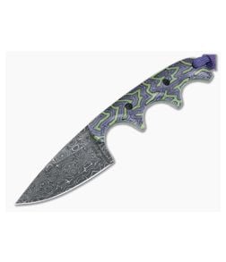 Alan Folts Custom Minimalist Drop Point Damascus and Damacarta - CU-5059 1