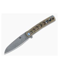 Brad Zinker Custom FR Stretch Frame Lock Damascus and Bronze Titanium - CU-5092 1