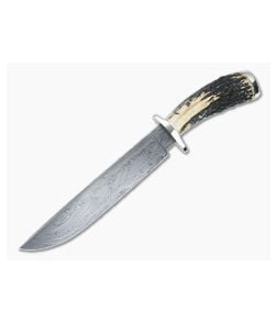 Bill Miller Custom Bowie Stag and 3-Bar Damascus - CU-5127 1
