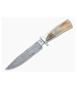 Bill Miller Custom Medium Bowie Fossil Walrus and W-Pattern Damascus - CU-5128 1