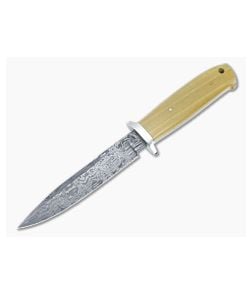 Bill Miller Custom Fighter Blonde Micarta and W-Pattern Damascus - CU-5136 1