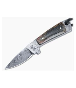 Bill Miller Custom Slender Neck Knife 224-Layer Damascus and Canvas Micarta - CU-5143 1