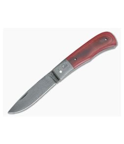 Chuck Hawes Custom Small Remington Trapper Maroon Micarta Damascus - CU-5153 1