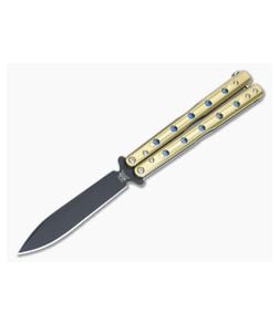 Flytanium V6 Brass Balisong Benchmade 51BK Black Blade - FT-51BK-V6BRS 1