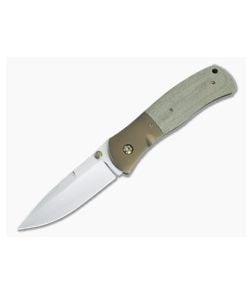 John W. Smith Custom 3.5" Everyday Utility Green Canvas Micarta Bronze Titanium - CU-5208 1