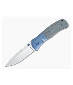 John W. Smith Custom 3.5" Everyday Utility Black Canvas Micarta Blue Titanium - CU-5210 1