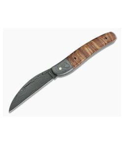 Chuck Hawes Custom Seahorse Whittler Stabilized Maple Burl Damascus - CU-5212 1