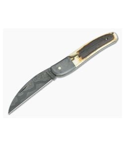 Chuck Hawes Custom Seahorse Whittler Mammoth Ivory Damascus - CU-5266 1